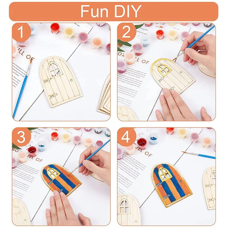 미도색 시뮬레이션 나무 요정 미니 빈 정원 할로우 아웃 엘프 문짝, 미니어처 DIY 공예 장식, 30 개