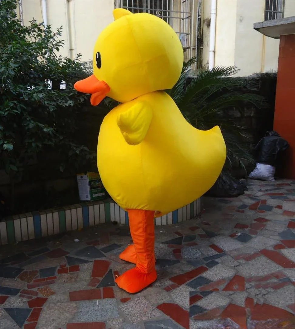 Disfraz de Mascota de pato de goma amarillo grande, alta calidad, tamaño adulto