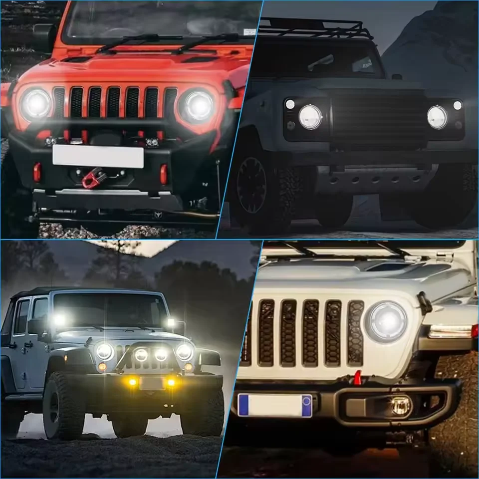 2 قطعة 60 واط 4 بوصة مستديرة LED الجبهة الضباب الخفيف ، مناسبة ل JP رانجلر JK TJ CJ ATV الأبيض DRL العنبر بدوره إشارة على الطرق الوعرة الأضواء