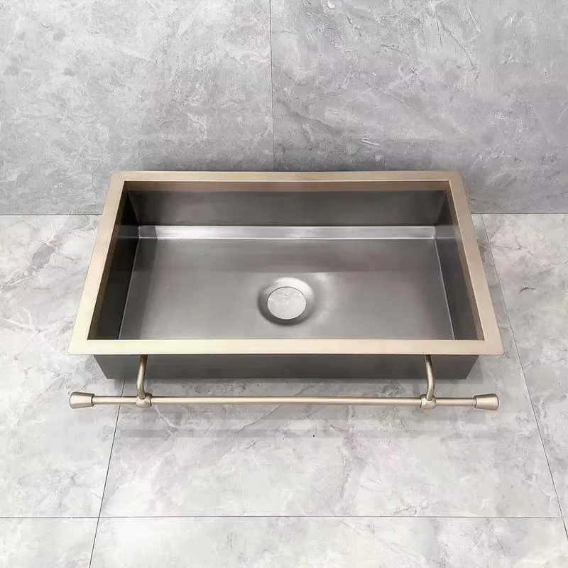 Brushed Natural Wash Basin with SS304 Stainless Steel Plate and 2mm Brass Panel Bottom Sink
