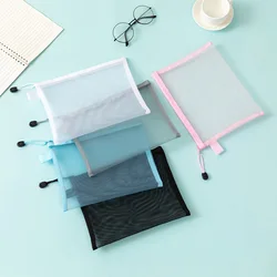 Mesh Zipper Pouch Document Bag Waterproof Zip File Folders A4 A5 A46 Case Storage Bags School Office Supplies Stationary