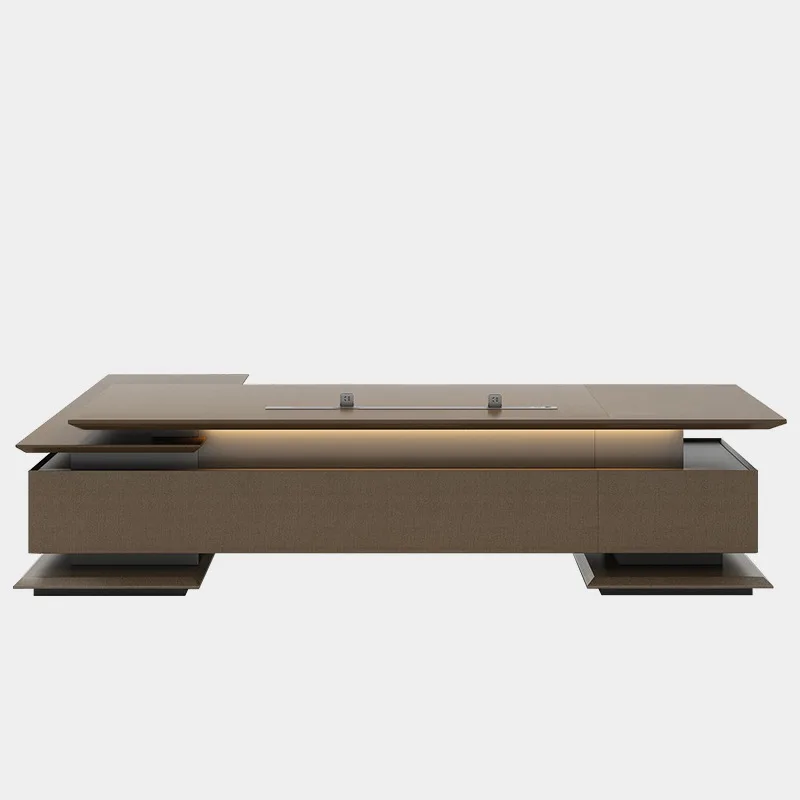 

High-end desk boss table, high-end light luxury president table and chair combination, modern simple chairperson's