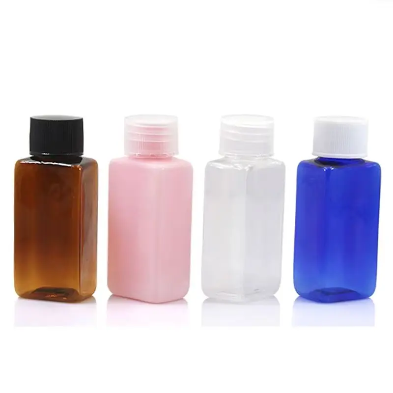 

50Pcs Plastic Bottle 30ml Square Transparent Plastic Empty Rotating Cover Cosmetic Container 30ml Empty Plastic Toner Bottles