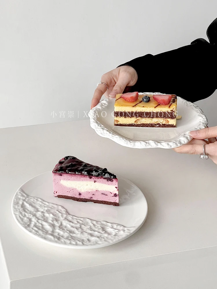 Rock-patterned  dish home ceramic flat plate shallow  restaurant  ins wind swing dessert  creative