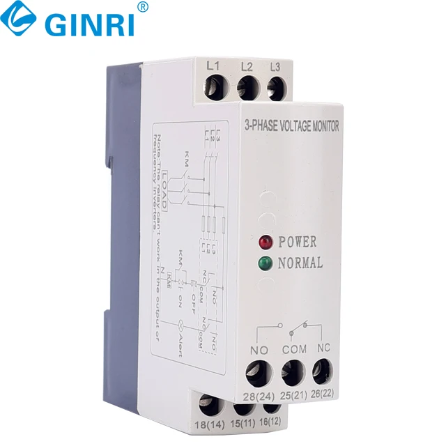 GINRI JVRD6 3 Phase Failure Voltage Monitor Phase Reversal Protective Relay Voltage Relays
