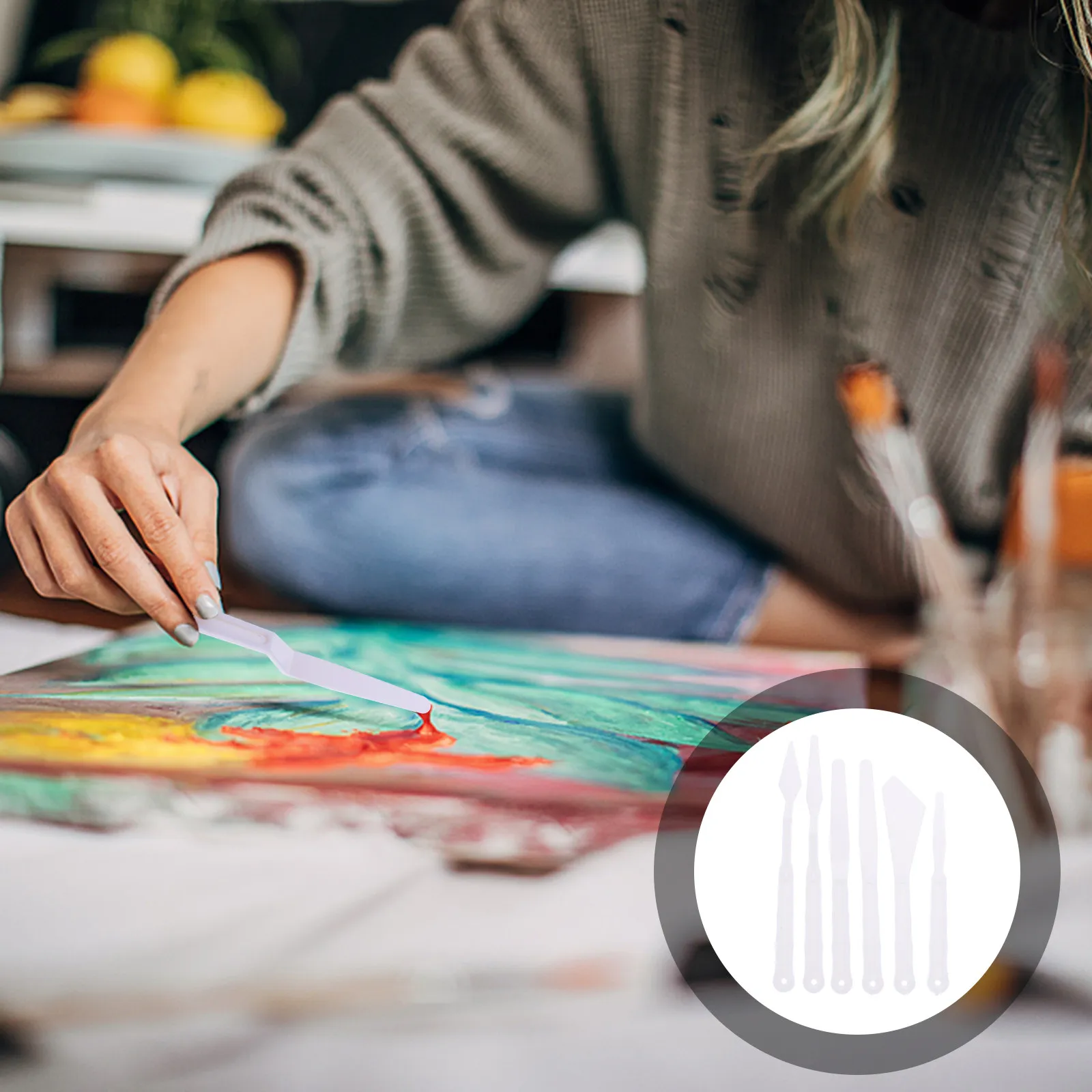 

30Pcs Color Mixing Spatula Long Handle Plastic Painting Tool for Modeling Smoothing Pre-Mixing Pigment Use Painting Scrapers