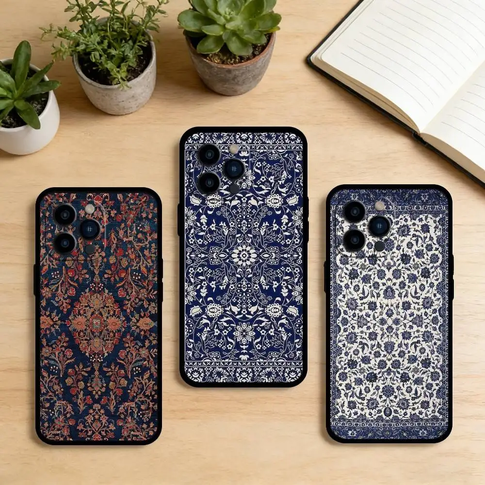 

AAA Persian patterned mobile Phone Case For iPhone 17,16,15,14,13,12,11 Plus,Pro Max,XS,Soft Silicone Black Cover