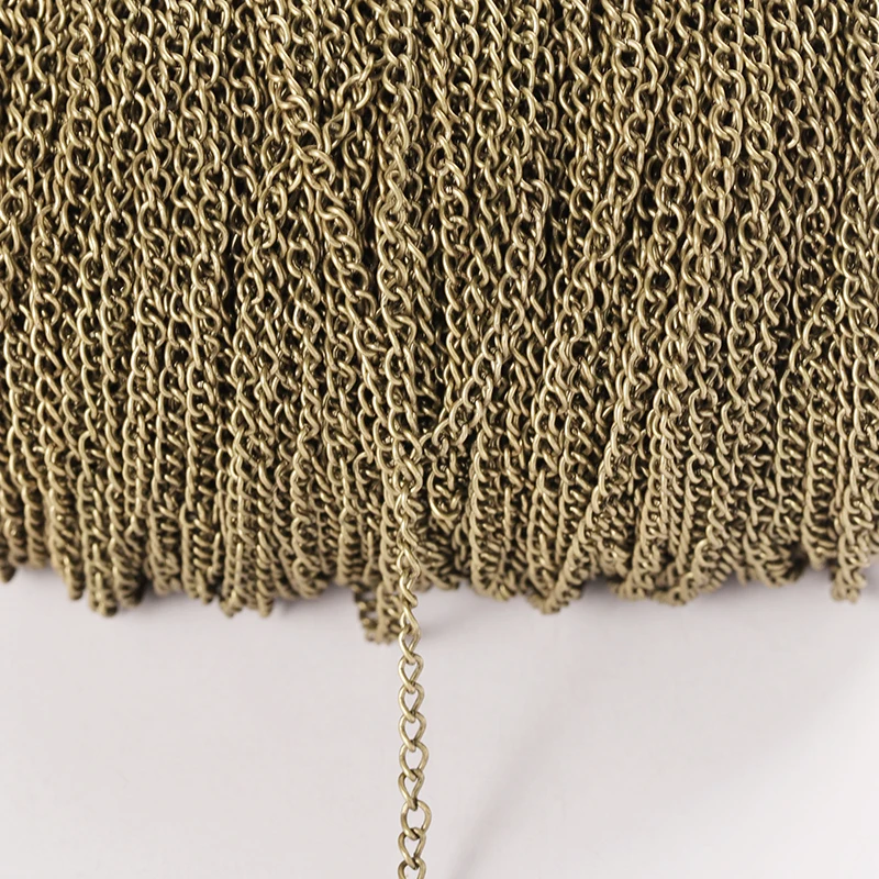 2meters/lot Necklace Chains 2.5 3.5 4.5mm Gold Antique Bronze Flat Chain Finding Supplies Wholesale DIY Chain for Jewelry Making