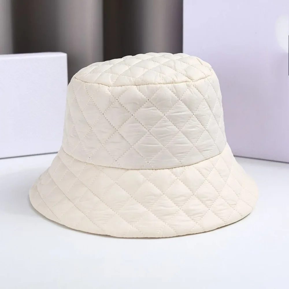 Cute Waffle Fisherman Hat Solid Color Cold Resistance Basin Hat Warmth Ultra Light Bucket Hats Travel