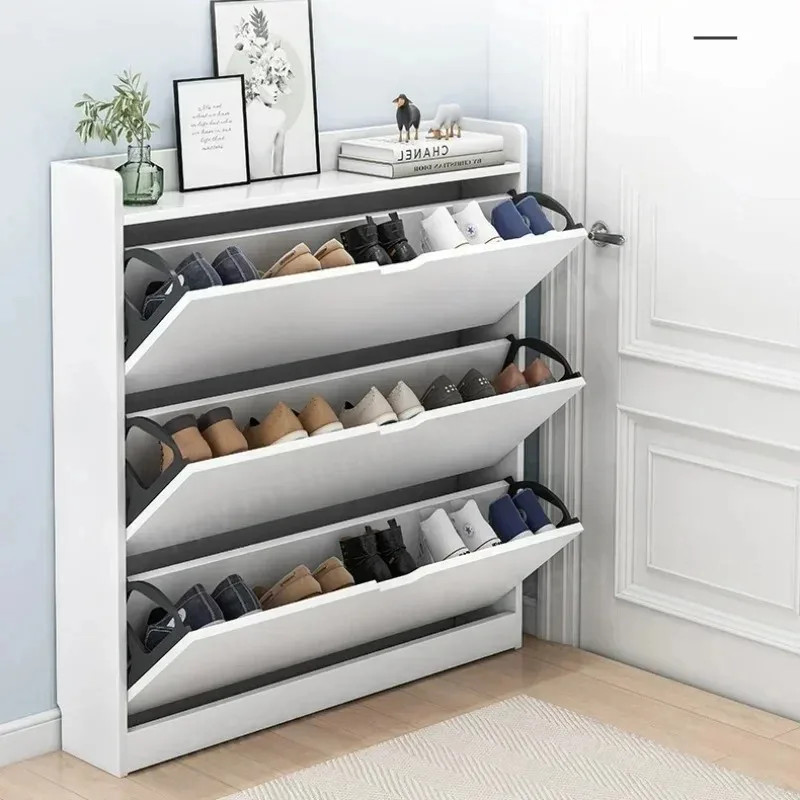 Large Capacity Rack Shoe Cabinet Bedroom Small Narrow Door Shoe Cabinets Solid Wood Door Apartment Muebles Home Furniture