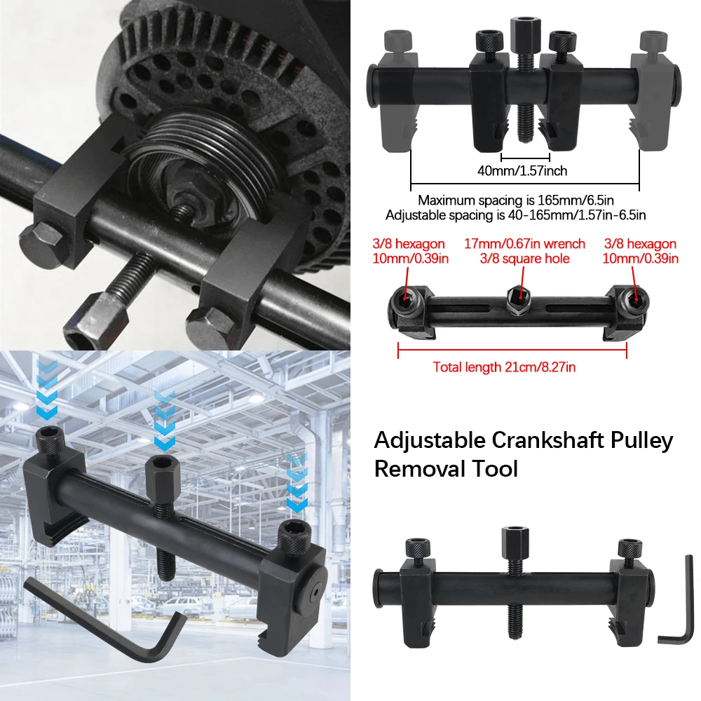 Kit perbaikan mobil kunci Hex Allen, alat perbaikan mobil Universal poros engkol dapat disesuaikan Kit katrol alat pelepas katrol 1set pompa daya kemudi