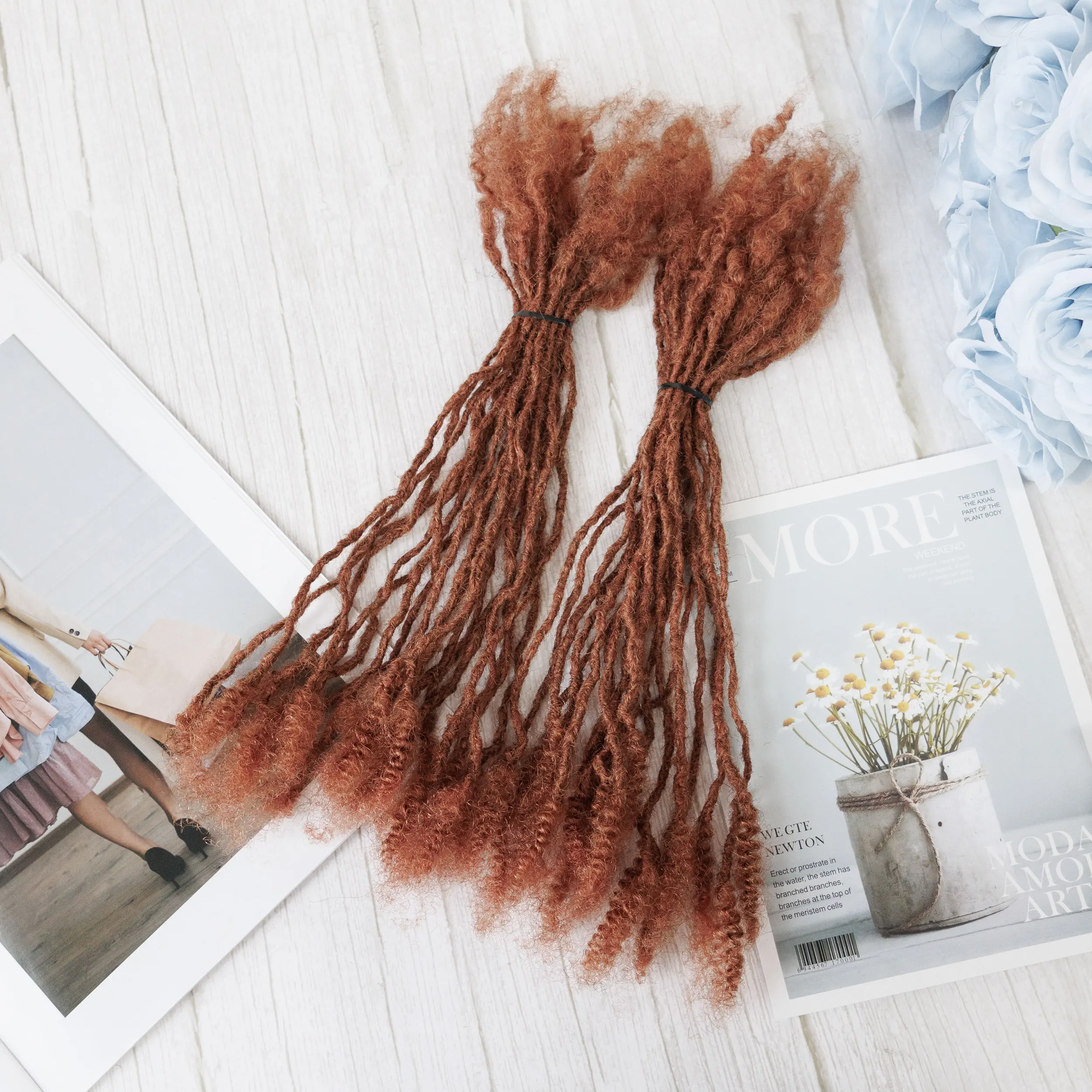 20Strs/P 100% 인모 ANNA 350&30 #   시스터 락스 익스텐션 0.3cm 4-32인치 소프트 인터록스 크로셰용