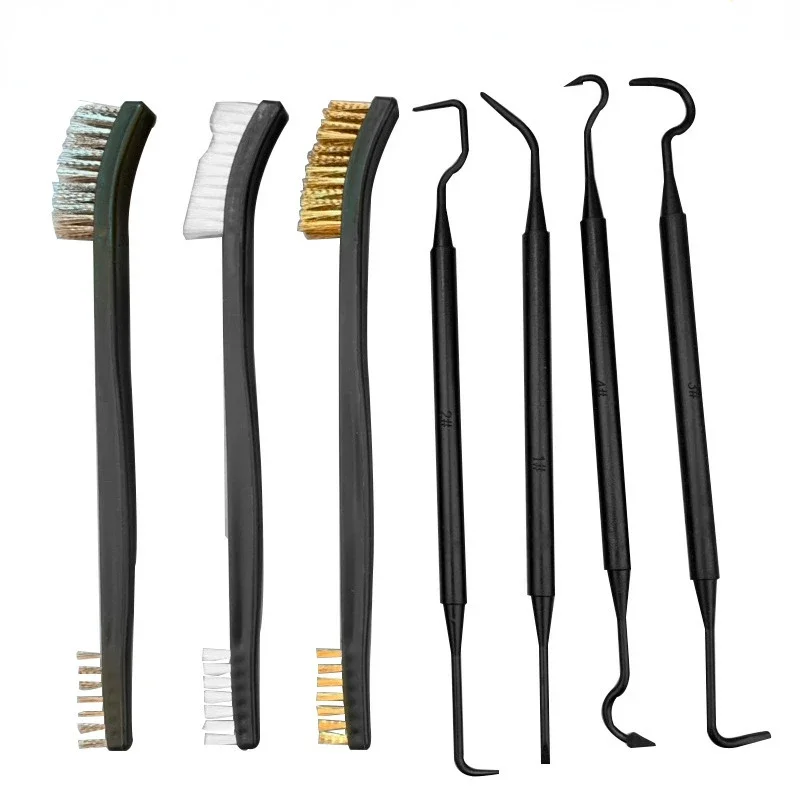 ALLSOME Double-end Steel Wire Brush & Nylon Pick Set Universal Hunting Gun Cleaning Kit Car Detailing Cleaning Tools