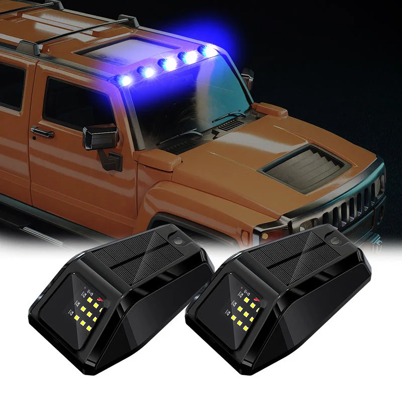 LED Solar Powered Cab Lights Wear Resist Wireless Truck Roof Lights Truck Pickup Warning Light for Pickup Trucks SUV Motorcycles