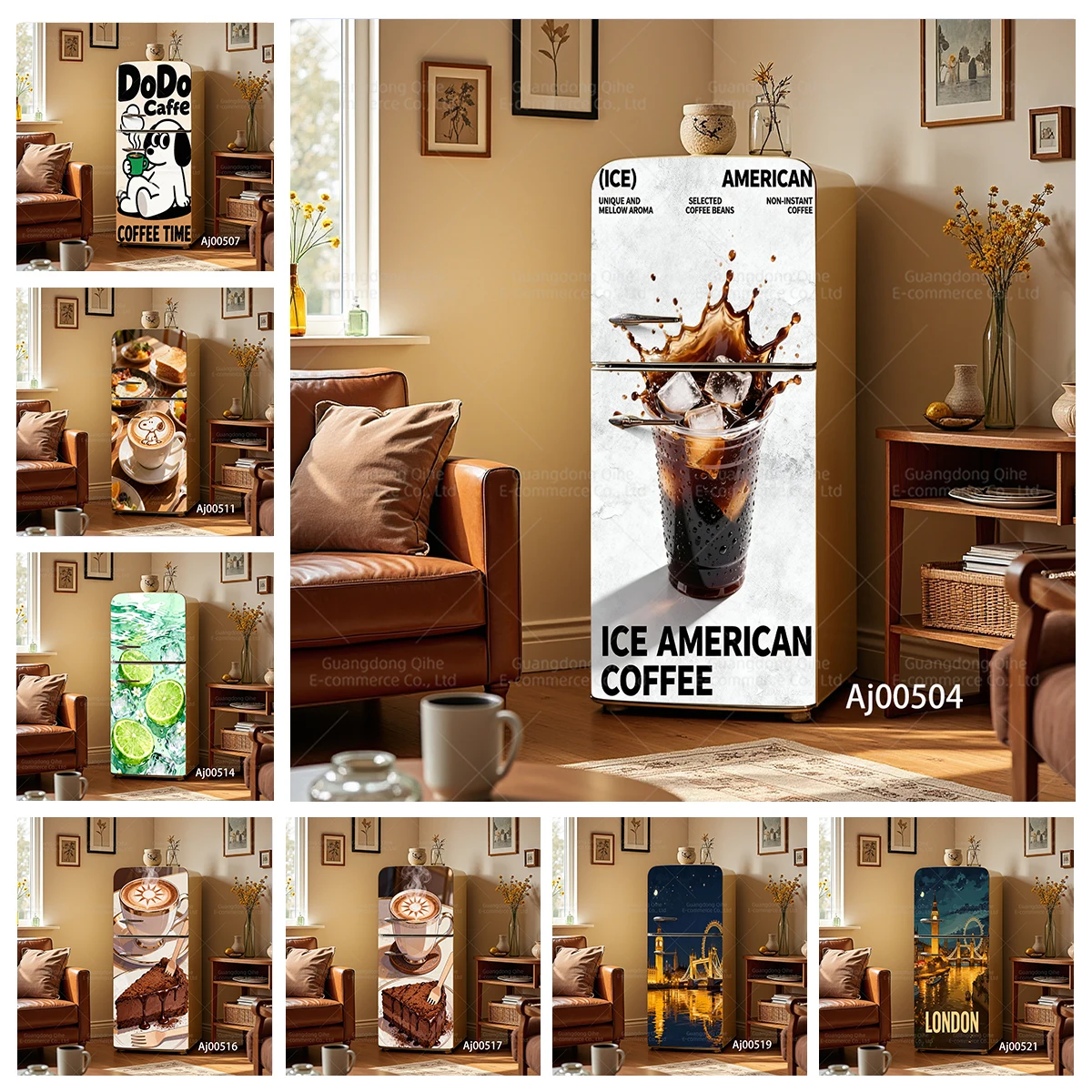 

Coffee Ritual, Warm Fun Breakfast & Sci-Fi London Night View PVC Fridge Magnets - Waterproof Wear-Resistant Home Decor