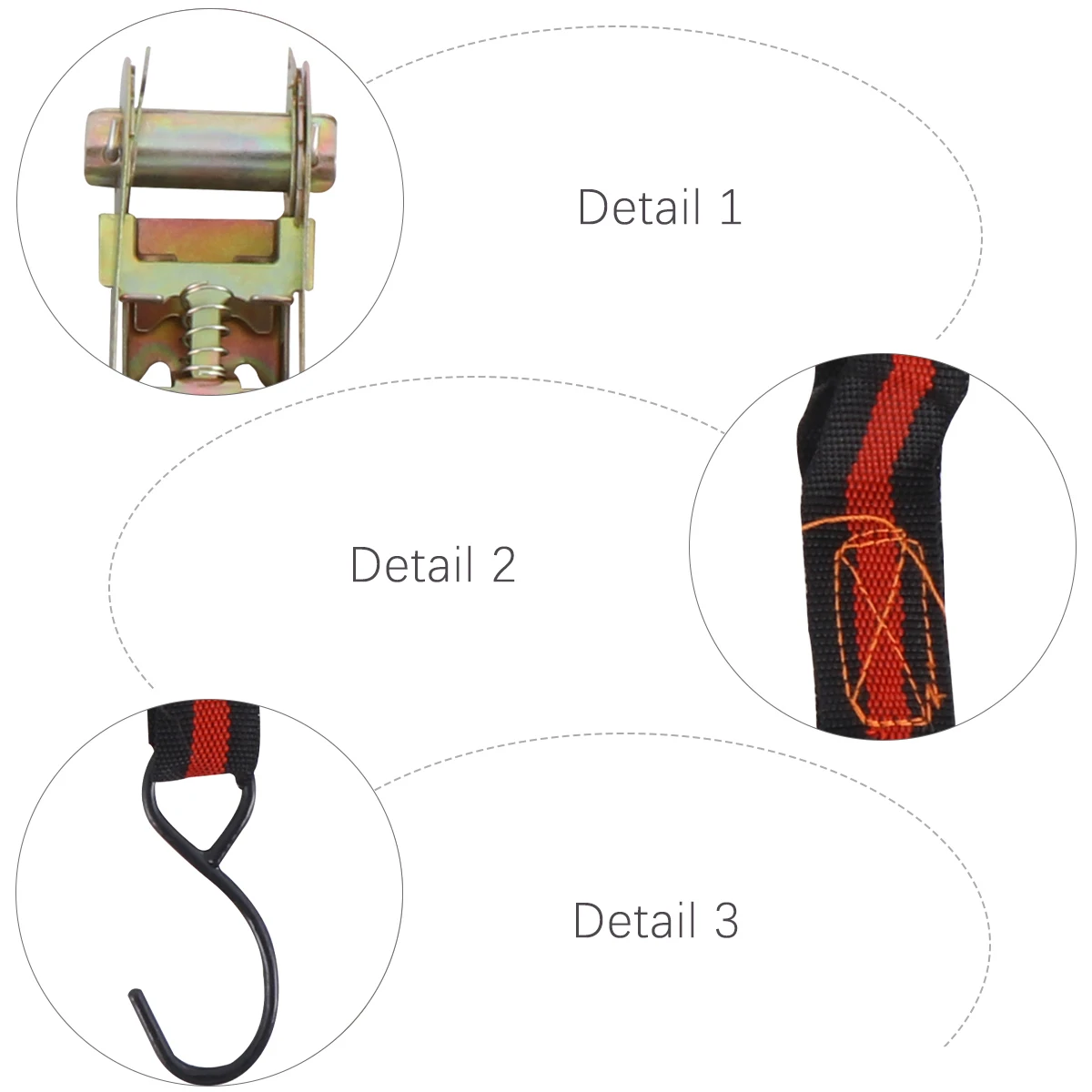 

4pc 15 Inches Ratchet Tie Down Strap Heavy Duty Cargo Binding Belt Reinforced Metal Hook Durable Polyester Tension Cargo Straps