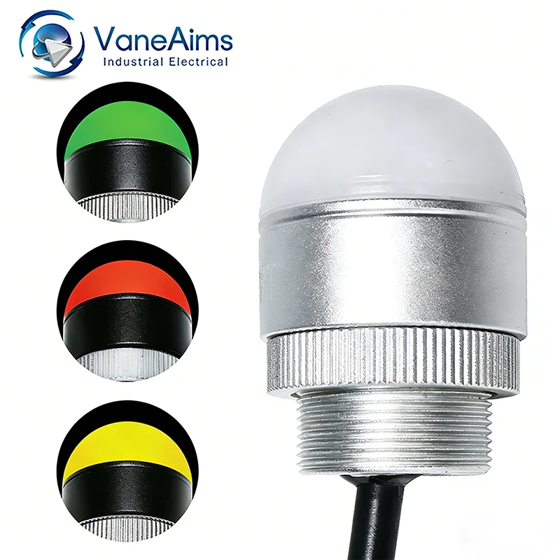 

30mm Mini Tri‑Color LED Warning Light 12V24V Waterproof Signal Indicator Lamp for CNC Machine Tool Equipment Industrial Machiner
