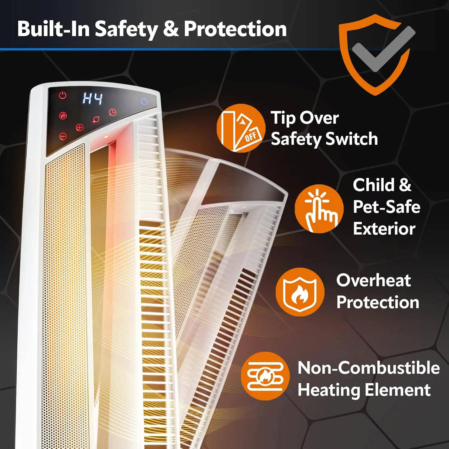 Oscillating Hybrid Fan and Space Heater for Home, All Season High Velocity Hybrid with Tip-Over Switch, Remote Control, Ti