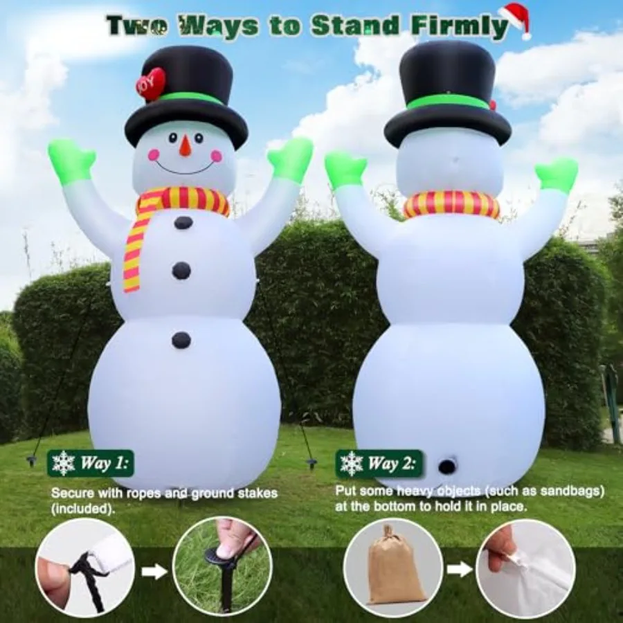 10 FT Christmas Inflatables Snowman Outdoor Yard Decorations, Giant Blow Up Snowman, Built-in Bright LED Lights, Huge Xmas Blow - view 5
