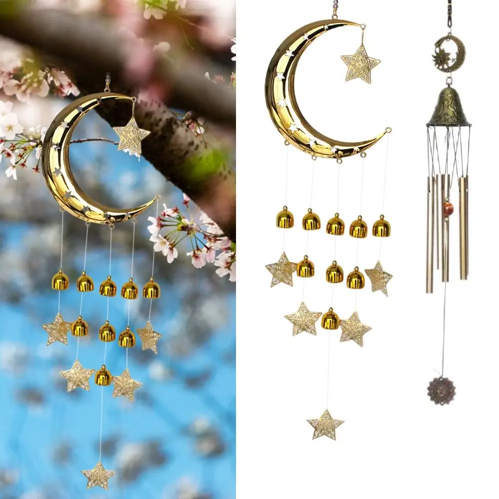 Creative Retro Star Moon Wind Chime Metal Chinese Style Hanging Ornament Gift Balcony Window Lucky Charms Indoor Outdoor