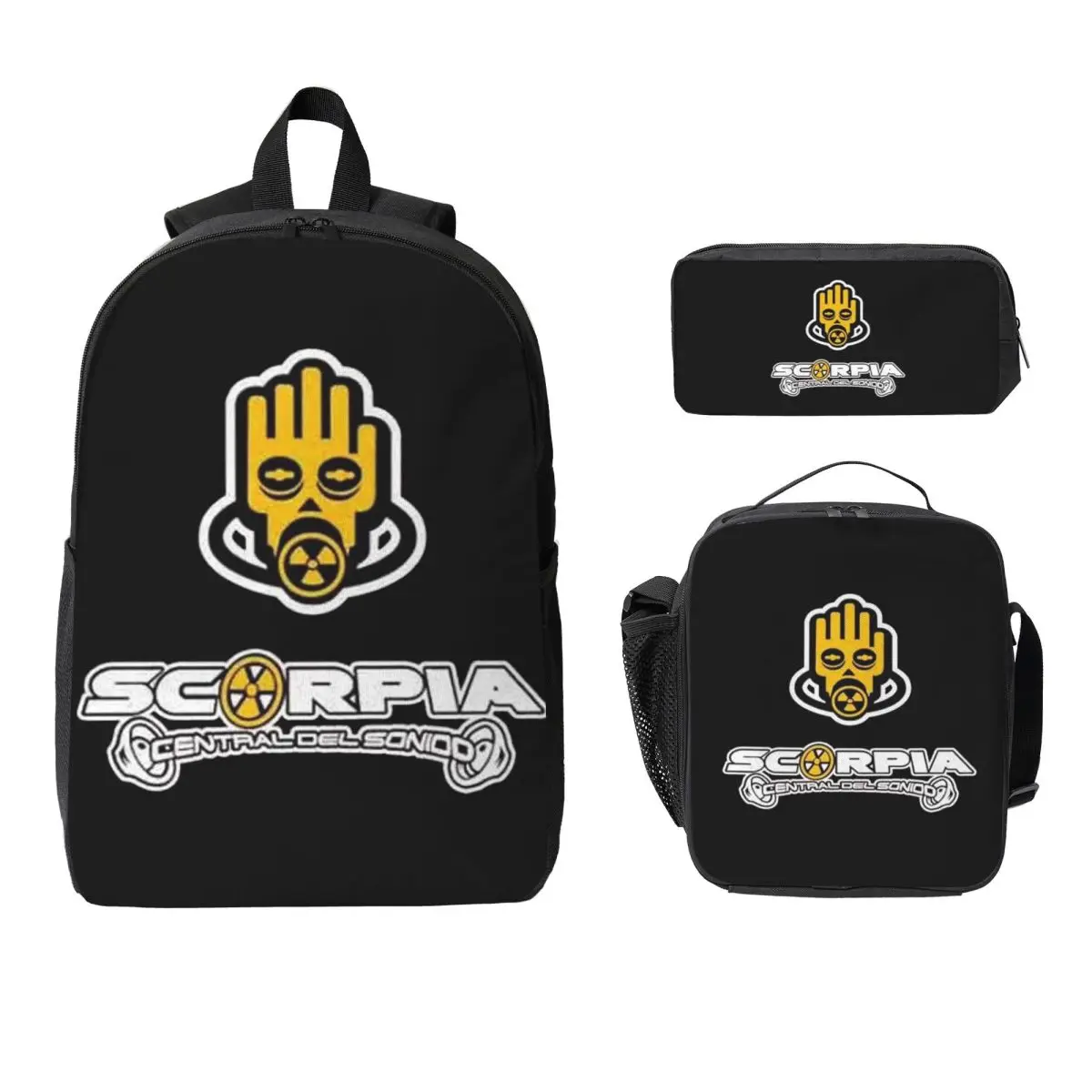 

Scorpia - Central Del Sonido Backpack Boys Girls BookBag School Bag Laptop Shoulder Bags 3ps Insulated Lunch Bag Pencil Case