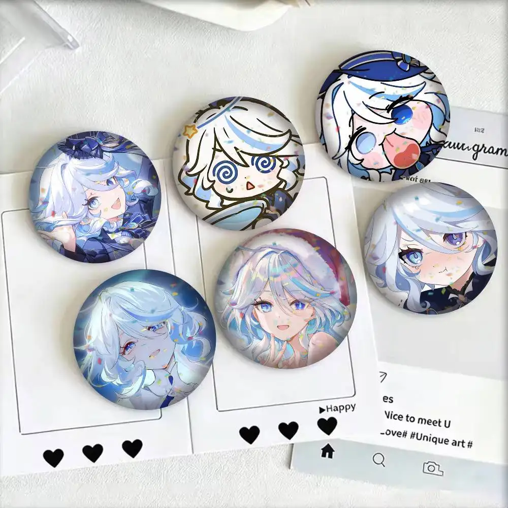 HOT Game G-Genshin Impact Furina 25 32 44 58 75mm Badges Personalized Round Brooches Pins Accessory Gift