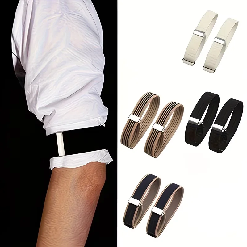 1 Pairs Unisex Non-Slip Shirt Arm Bands Sleeve Garters with Buckle, Adjustable Arm Wristbands, Formal & Party Sleeve Holders