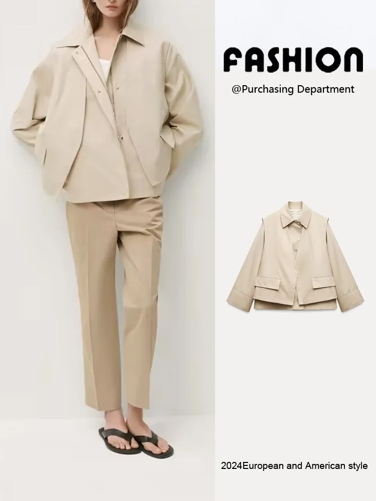 

Новое поступление, осенний женский повседневный длинный жилет с воротником-светом, комплект из двух предметов, простая верхняя одежда для поездок на работу