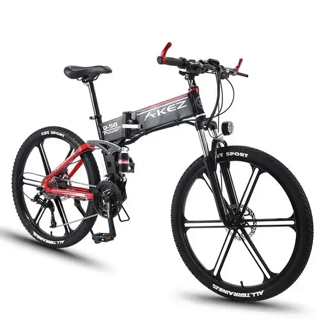 AKEZ Electric bicycle 1000W Motor 48V10.4AH Lithium battery Folding E-Bike 26 inch Tire mountain snow adult Electric Bike image 3