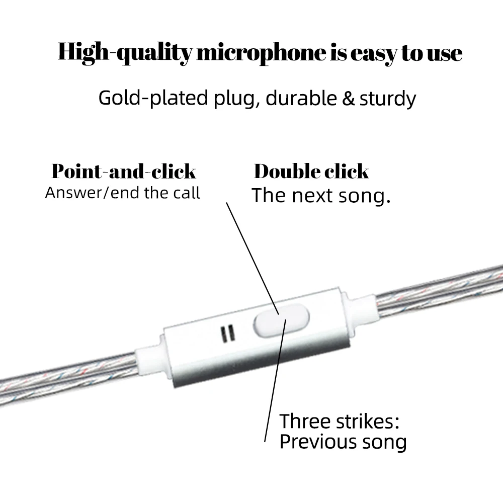 QIGOM DT100 Wired Flat-head Earphones With Microphone Vocal Version 30ohms 116dB Key Operation Headsets Earphone Type C
