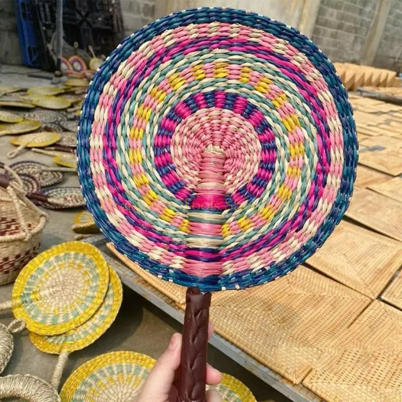 

QX2E Summer Handheld Woven Strail Strail Fan Fanwoven