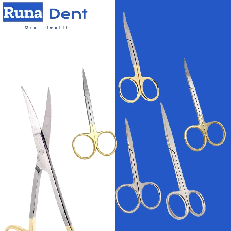 Gold Plated Dental Curved Scissors Surgical Grade Medical Dissecting Suture Removal Instrument
