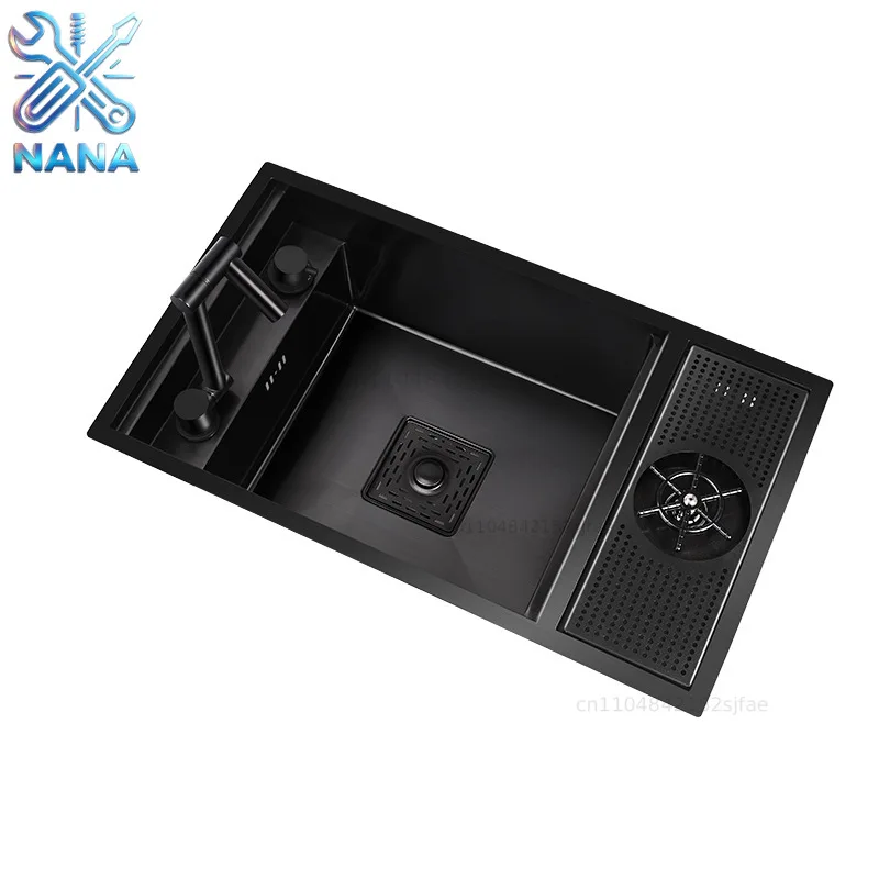 55cmx32cm 304 Nano Stainless Steel Hidden Sink Folding Faucet with Large Single Slot and Cover Plate Bar Counter Cup Washer