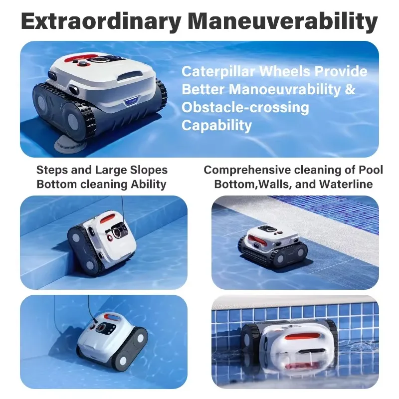 Cordless Robotic Pool Cleaner with WiFi App Control - Automatic Wireless Vacuum Robot for Swimming Pool Floor & Wall Cleaning