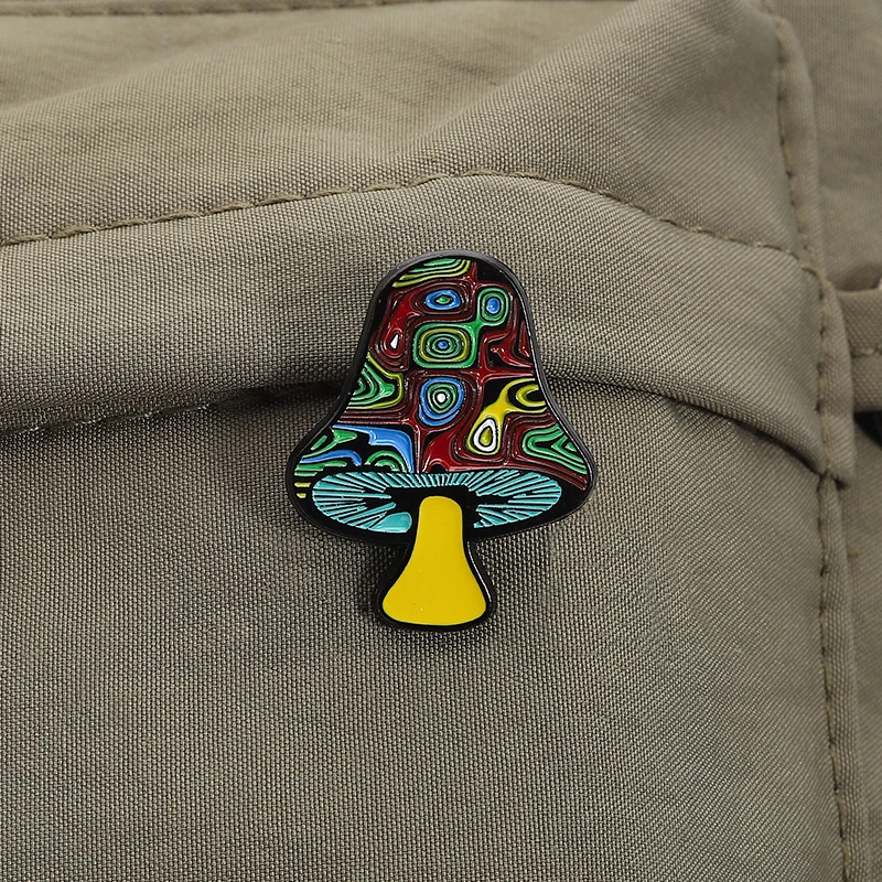 Abstract Colorful Mushrooms Enamel Pins Custom Funny Mushrooms Brooches Lapel Badges Clothes Plant Jewelry Gift for Friends