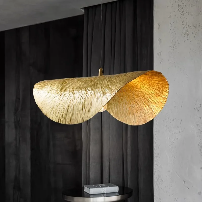 

American Style Full Copper Lotus Leaf Pendant Lamp Nordic Art Homestay Clothing Store Entrance Hall Restaurant Desk Lamp