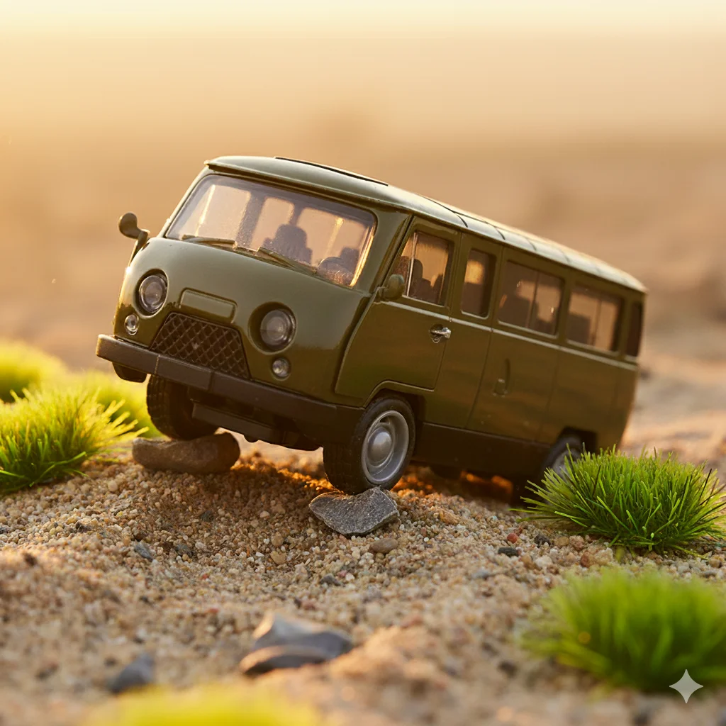 (Bagged) Réplica da escala 1/36 UAZ-452 van de pullback vintage de três portas, metal fundido, brinquedo de menino, simulação autodesenvolvida.
