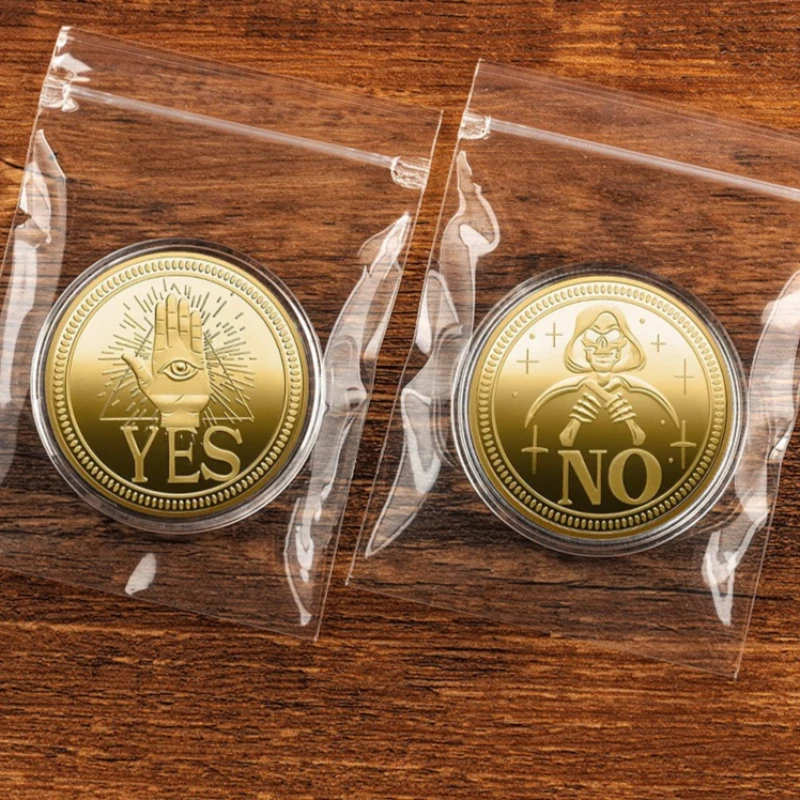 Yes or No Prediction Decision Souvenir Coin Gold Plated Ouija All-Seeing Eye or Death Gothic Commemorative Coins