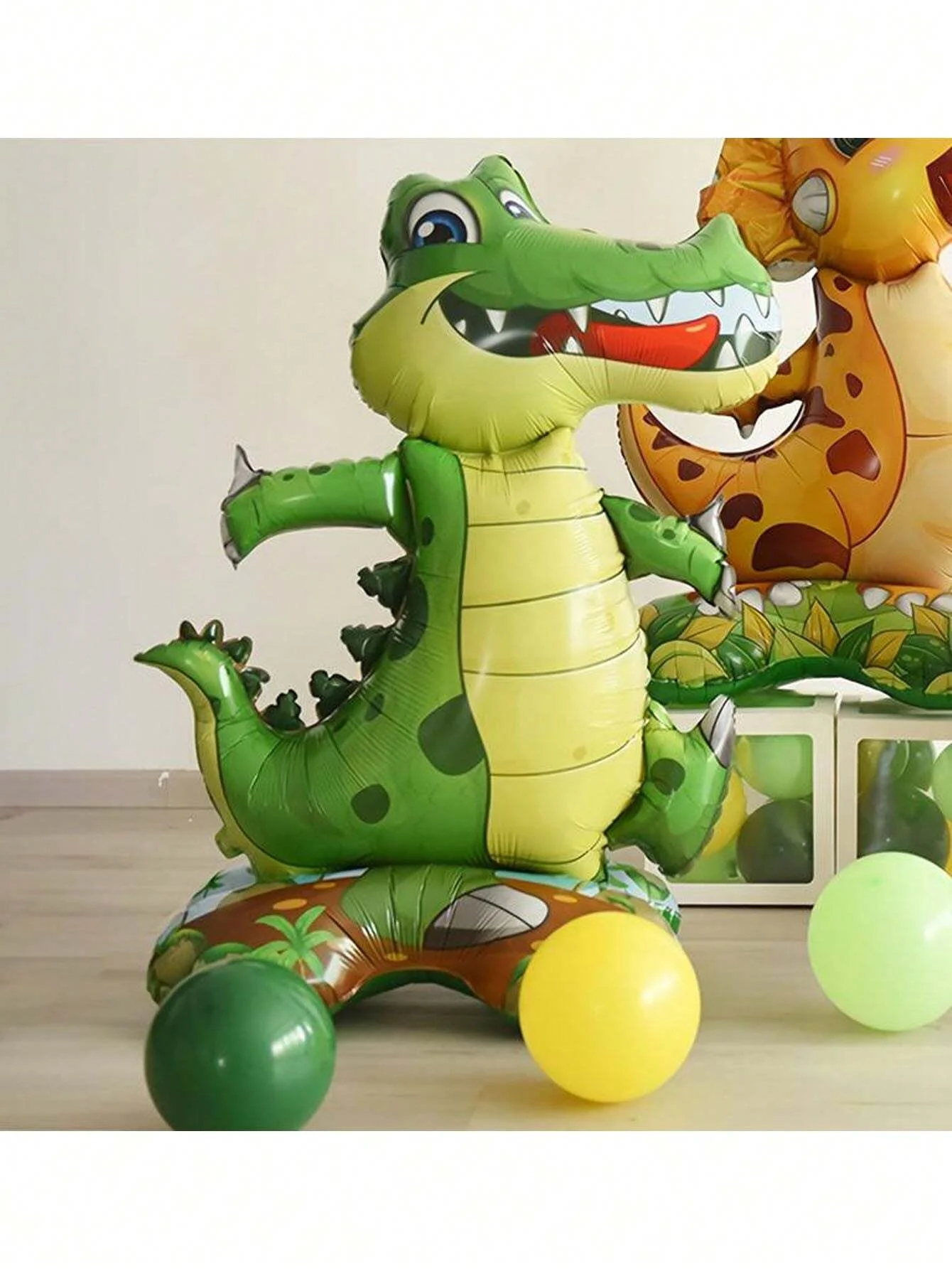 1set/3pcs Stand Base Animal Balloons Forest Party Tyrannosaurus Triangular Dragon Crocodile Balloons Children Birthday Dinosaur