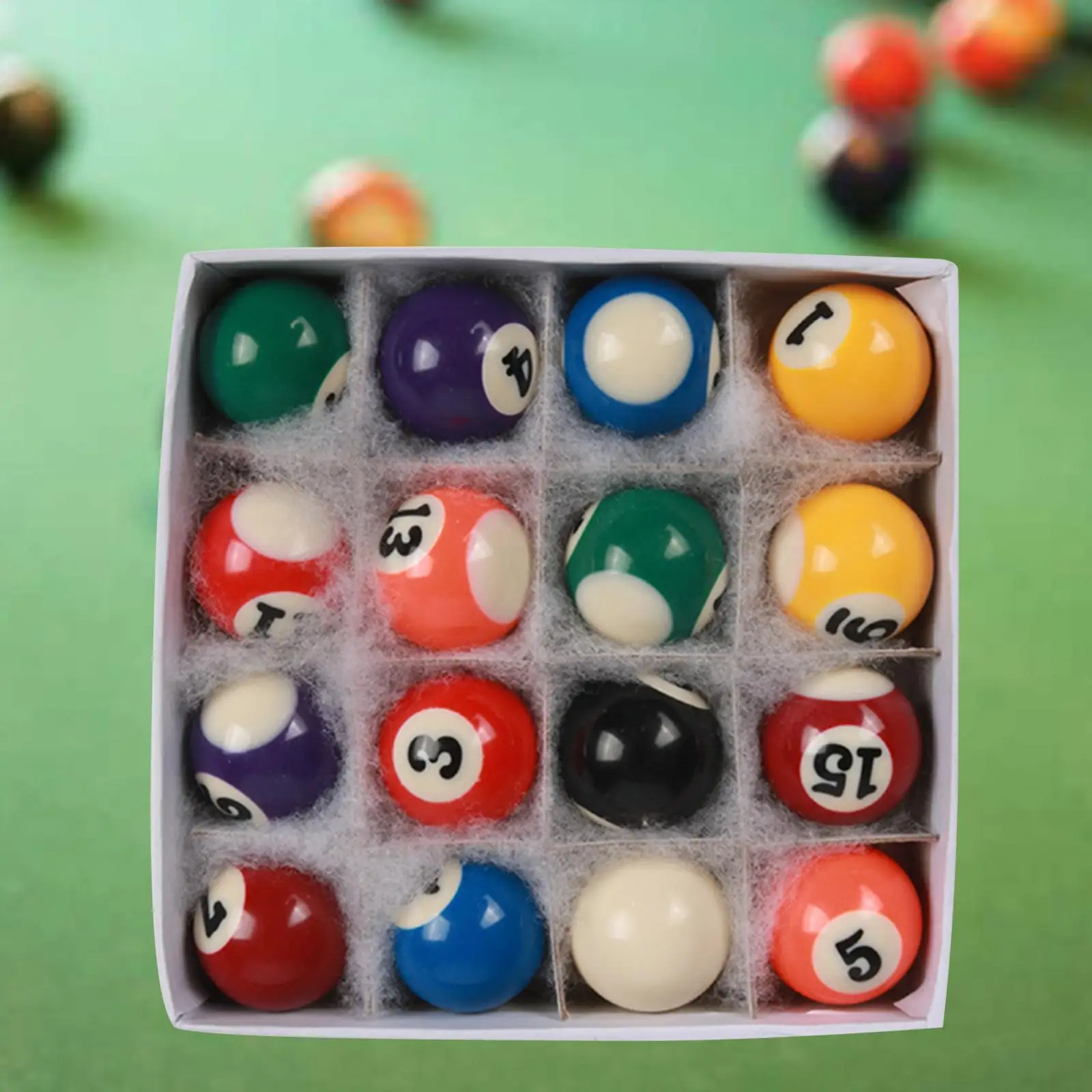 16Pcs Mini Billiards Table Balls Set Full Set Small Pool Table Accessories for Playroom Indoor Leisure Sports Recreation Game