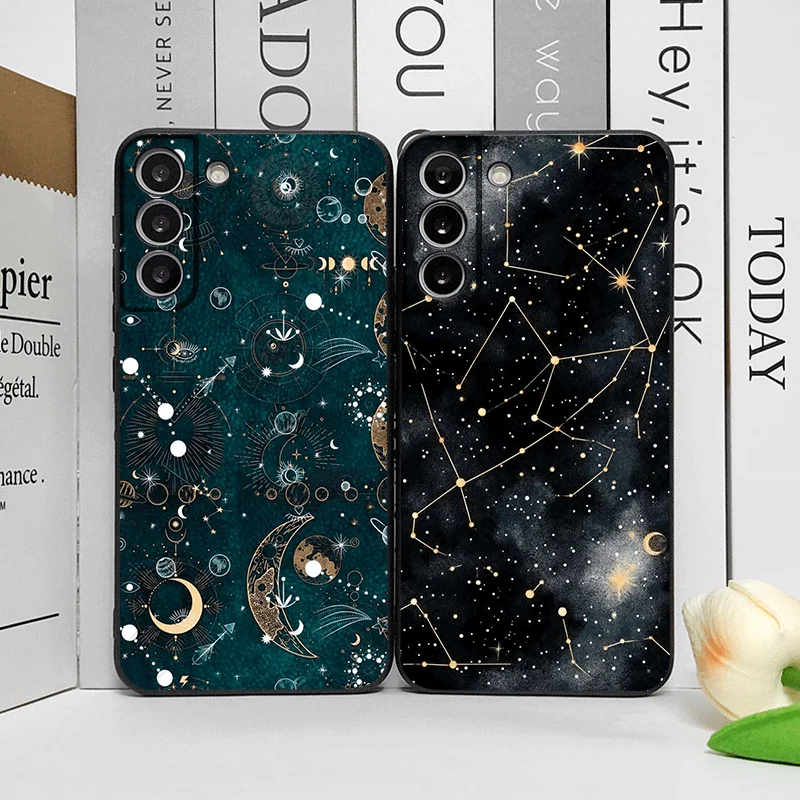 Coque de téléphone à motif mystique ciel étoilé et lune pour Honor Huawei 400 200 Lite 100 PRO 90 Magic 7 6 Lite 5 Pro 5G, jolie coque souple