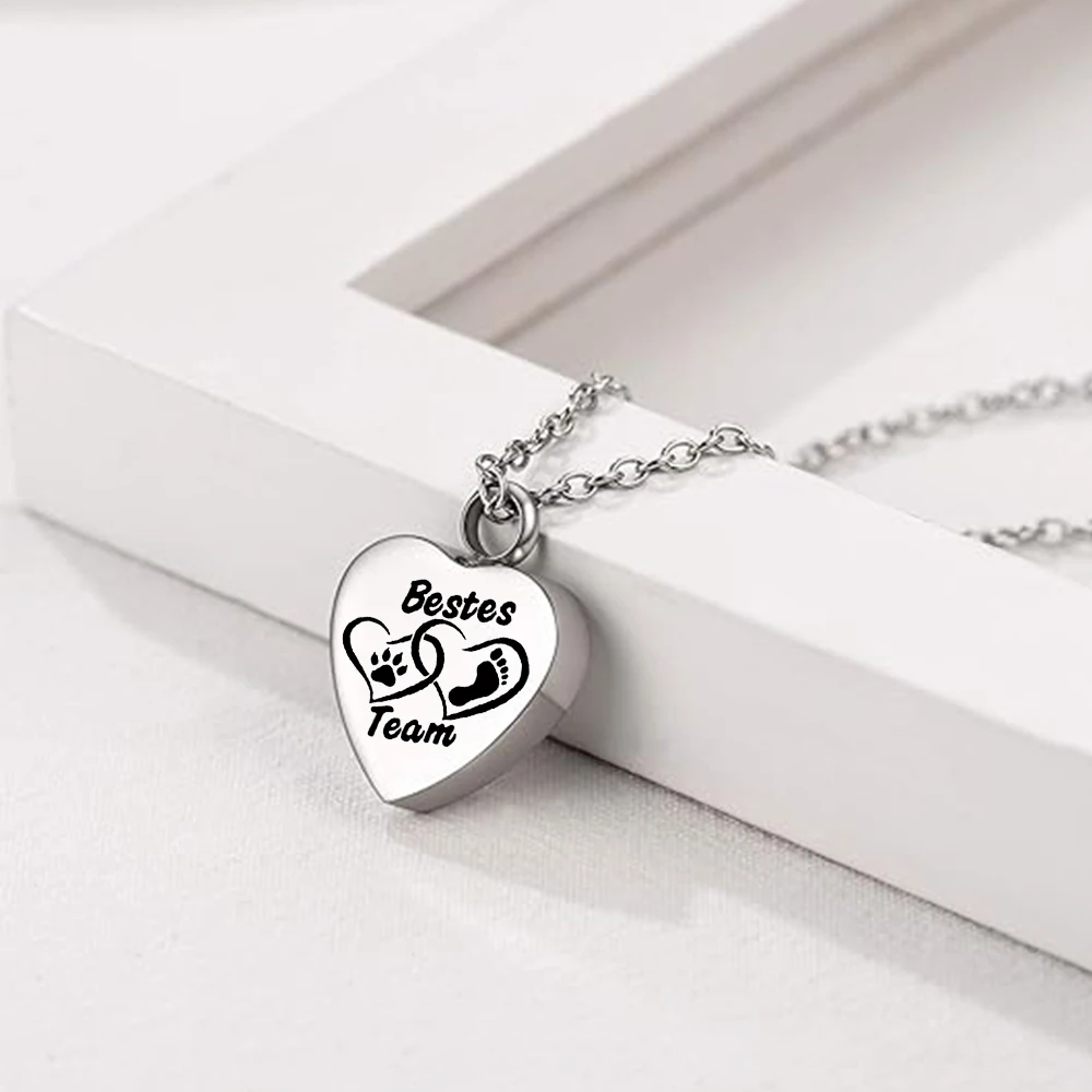 Silver Dog Paw Print Pet Urn Necklace for Ashes Cremation Jewelry  Heart Keepsakes Memorial Necklaces Meaningful Gifts