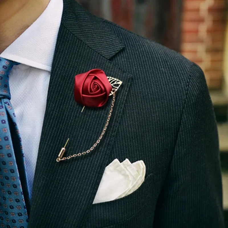 Groom Boutonniere Corsage Pins Wedding Silk Flower Groomsman Boutonnieres Buttonhole Wedding Flowers Marriage Accessories
