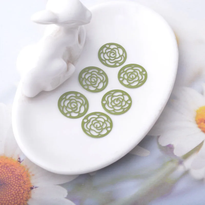 30 Stück AC6812 Messing-Filigran-Schmuck Rosenblüten-Verbinder Anhänger DIY Damen Ohrring Halskette Zubehör – Detail 6