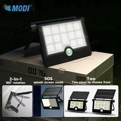 MODI 122/232-LED Solar Spotlight Flood Light, IP64 Waterproof Portable Outdoor Solar Light with Motion Senso,4 Modesr light