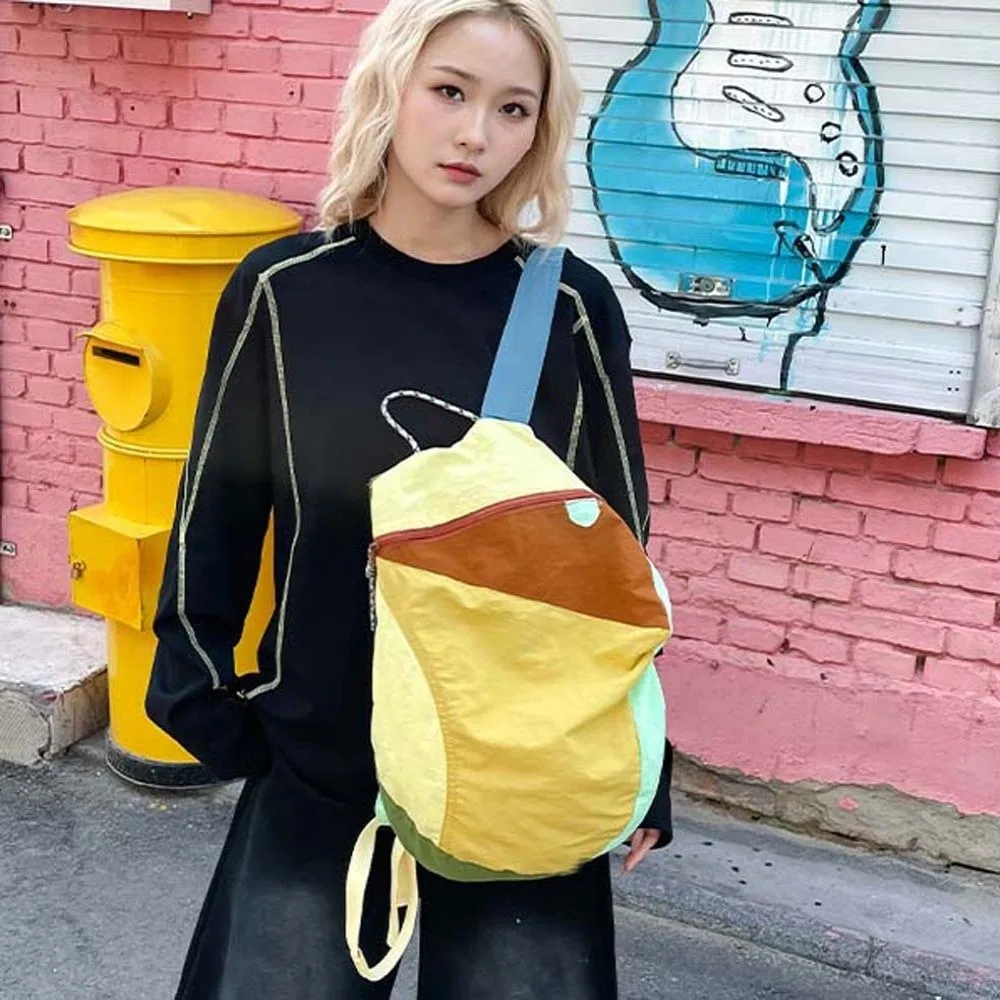 Durable Contrast Color School Bag Large Capacity Scratch Prevention Nylon Sport Daypack Waterproof Fixed Webbing