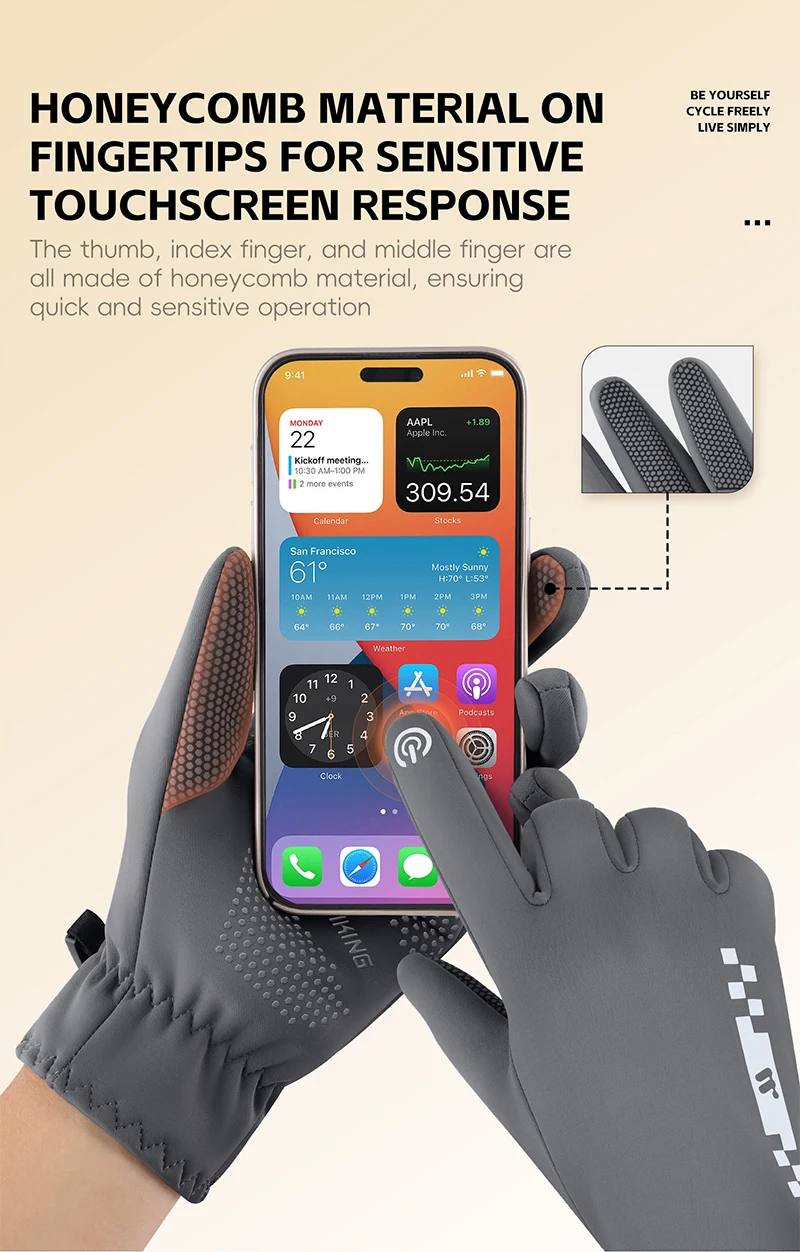 WEST BIKING Winter-Fahrradhandschuhe, Fleece-gefüttert, Touchscreen-fähig, rutschfest, winddicht, für Straßen- und Mountainbikes, für Männer und Frauen, warme Griffhandschuhe – Detail 6