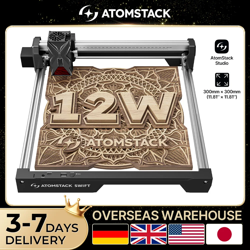 

ATOMSTACK New SWIFT Laser 0.01mm High Precision Engraving Cutting Machine Metal Wood Leather CNC Cutter Engraver 300*300mm