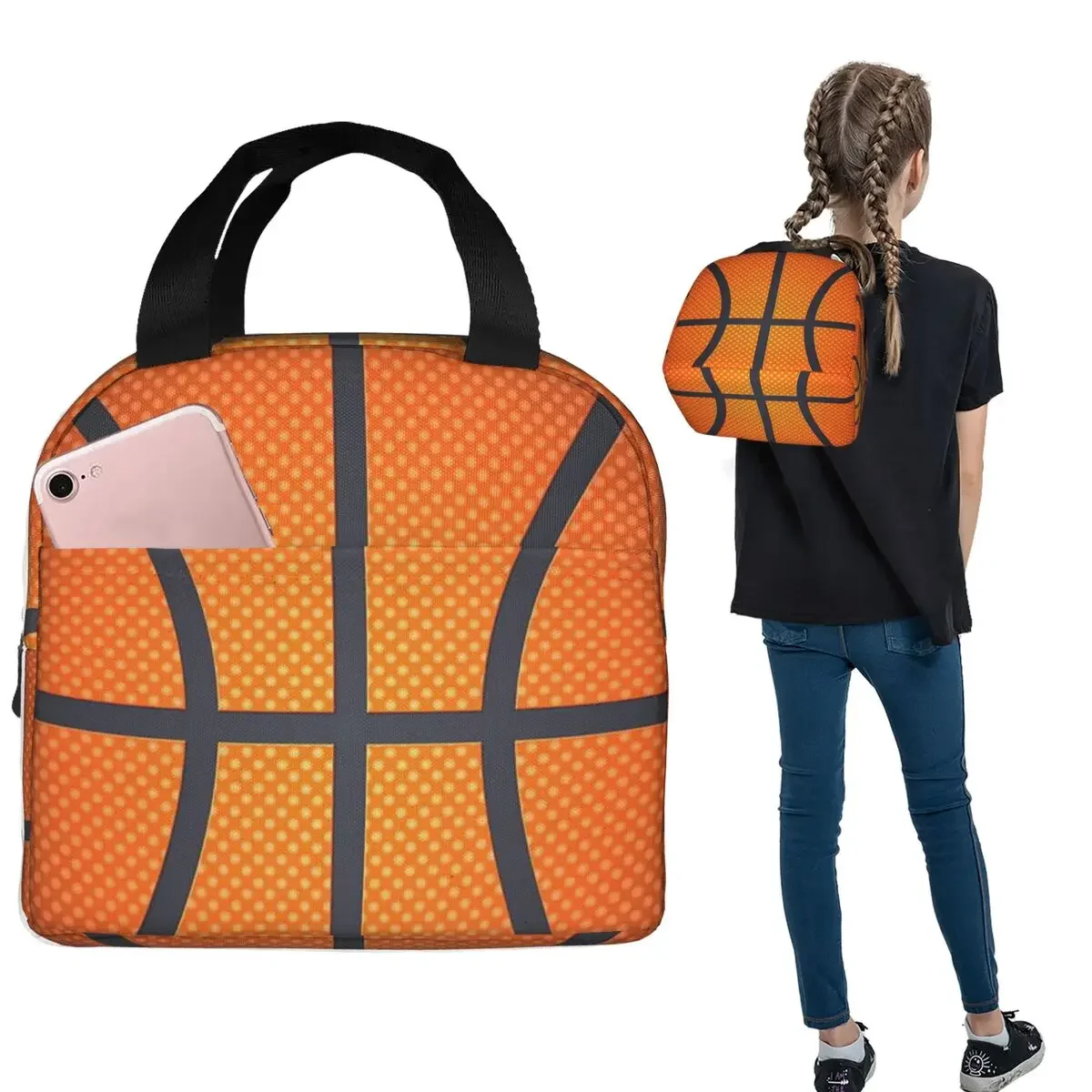 

Термосумка для обедов с баскетбольным принтом для женщин и детей, герметичная, для еды, термосумка-тоут