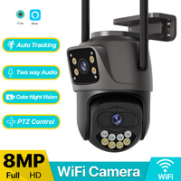 8MP 4K Outdoor WiFi Camera Two Lens Dual Screen 4MP PTZ HD AI Auto Track Cam Night Vision Wireless Surveillance P2P Camera iCsee